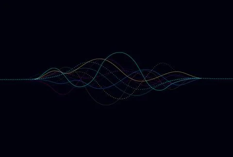 Wave lines flowing dynamic. Artificial intelligence deep learning Illustrazione stock