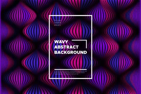 Wave Lines Pattern. Trendy Abstract Background with Distorted Stripes. 3d and Stock Illustration