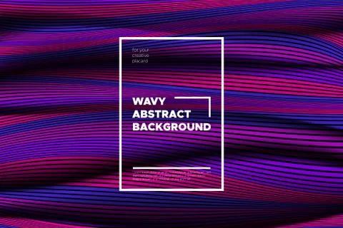 Wave Lines Pattern. Trendy Abstract Background with Distorted Stripes. 3d and Illustrazione stock