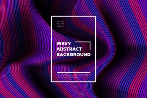 Wave Lines Pattern. Trendy Abstract Background with Distorted Stripes. 3d and Stock Illustration