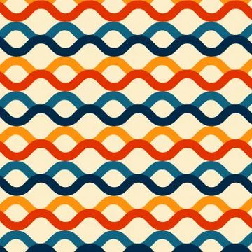 Wave lines seamless pattern retro color style background Illustrazione stock
