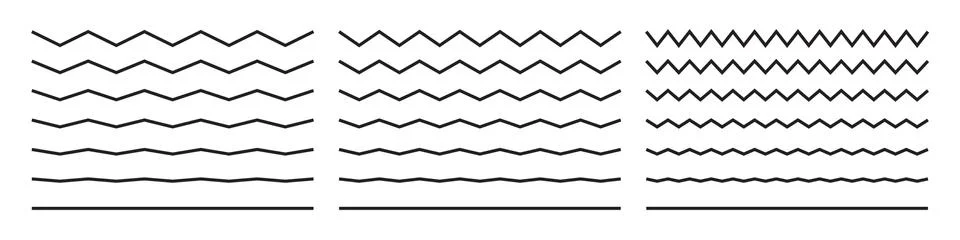 Wave lines, vector wavy zigzags and squiggly pattern lines. Vector curvy blac Stockillustratie