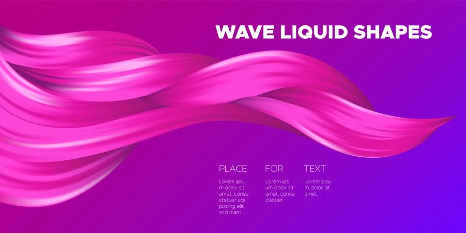Wave Liquid Shapes with 3D Effect. Modern Flow Background. Vector Illustratio Stock Illustration