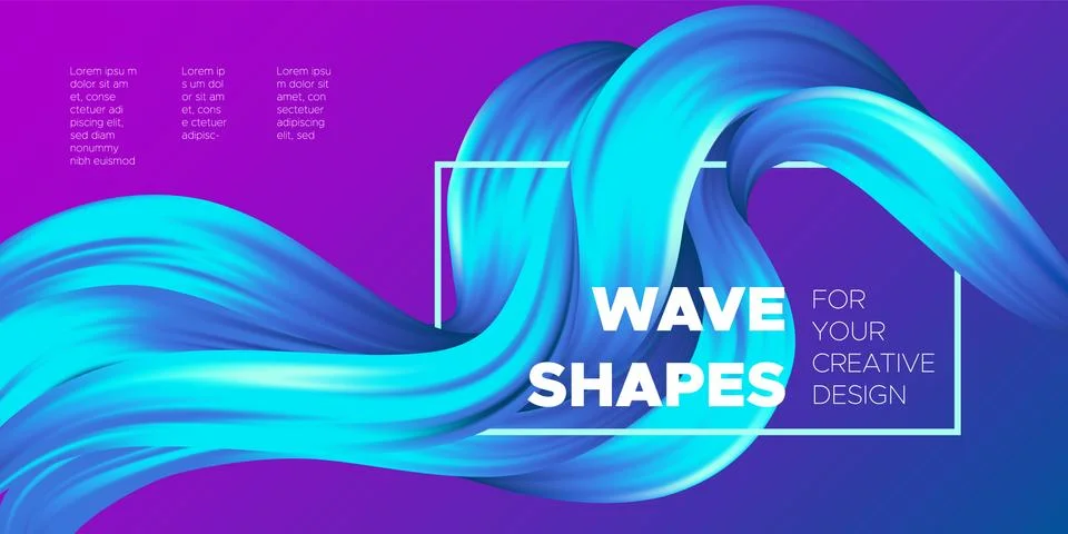 Wave Liquid Shapes with 3D Effect. Modern Flow Background. Vector Illustratio Stock Illustration