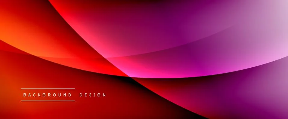 Wave liquid style lines with shadows and light on gradient background. Trendy Stock Illustration