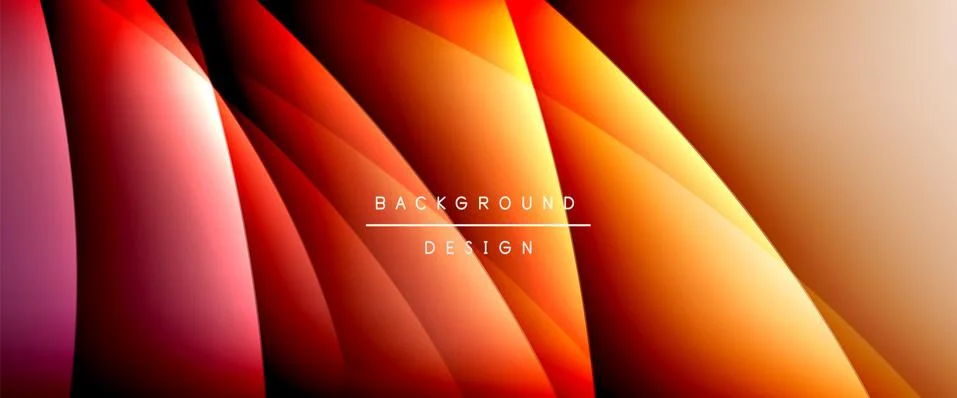 Wave liquid style lines with shadows and light on gradient background. Trendy Stock Illustration