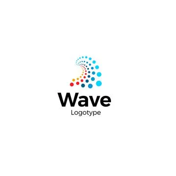 Wave logo concept, abstract wavy shape of dots. Water bubbles icon, minimal Stock Illustration