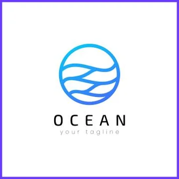 Wave logo design in line form Stock Illustration