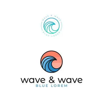 Wave logo set. Ocean or sea wave on white Stock Illustration