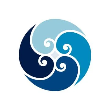 Wave logo. Vector round aqua swirl logotype symbol Stock Illustration