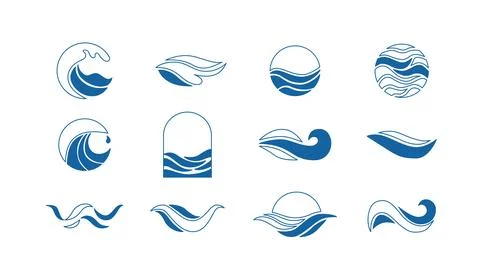 Wave logo vector set. Water icon templates. Abstract line sea, ocean surges in 스톡 일러스트