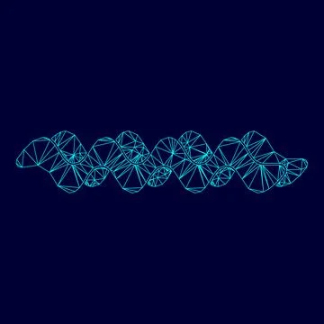 Wave low poly triangulation triangulated polygonal electric cyan blue vibrant Stock Illustration
