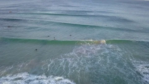 Wave in Manly Beach Australia close to Sydney rainbow aerial view Stock Footage