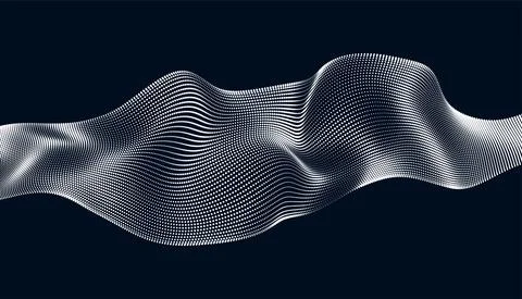 Wave of the many colored lines. Abstract wavy stripes on a black background Ilustração Stock