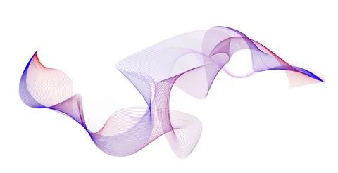 Wave of many lines flow blue and red gradient, vector abstract wavy stripes Stock Illustration