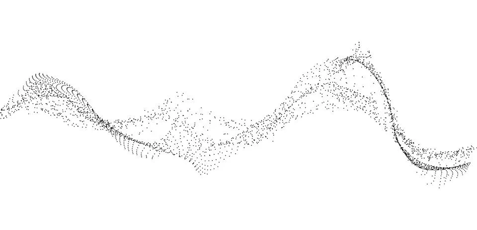 Wave of many lines flowing particles, abstract wavy black dotted stripes, vector 스톡 일러스트