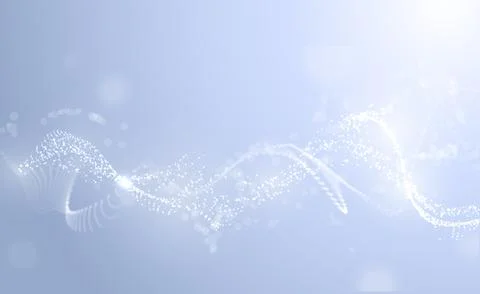 Wave of many lines flowing particles with light, abstract dotted wavy stripes on Illustrazione stock