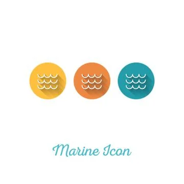Wave Marine Flat Icon - Webdesign Element with Long Shadow Stock Illustration
