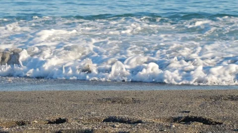 Wave of the Mediterranean Sea in Malaga, Spain Stock Footage 275351353