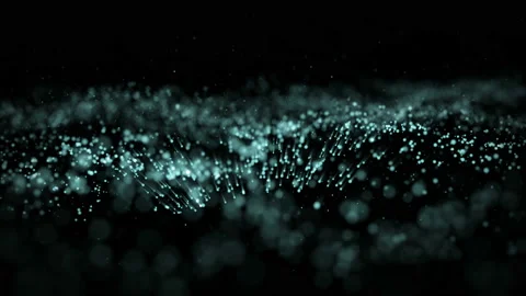 Wave motion abstract of particles blue dust with stars on black Stock Footage 133645271