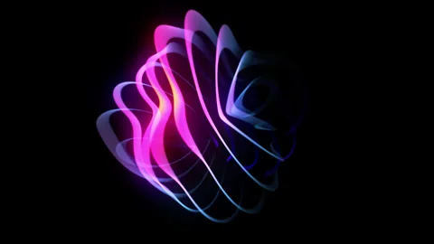 Wave motion of bright glowing curves on black background. Stock Footage 280997346