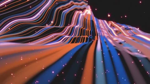 Wave motion of bright multicolored lines. video of vibrant colorful curves. Stock Footage 334025673