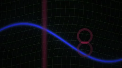 Wave Moving Across a Green Grid with Red Circle Markers for Technology Back.. Stock Footage 343772918