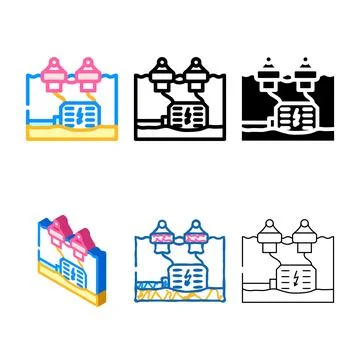 Wave multistyle energy converter tidal color icon vector Stock Illustration