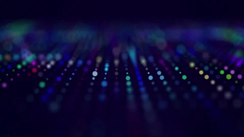 Wave of musical sounds. Abstract background with interweaving of dots and lines. Stock Footage 154692293