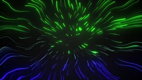 Wave neon gradient green turns blue glowing abstract seamless vj loop background Stock Footage 288852003
