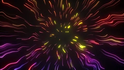 Wave neon gradient orange turns purple glowing abstract seamless vj loop Stock Footage 288580041