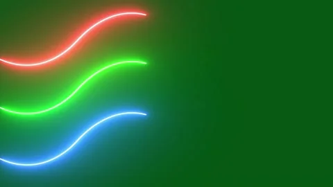 Wave Neon Lights Background With OF Green Color Stock Footage 185965872