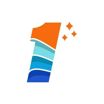 Wave Numeric 1 Logo Stock Illustration