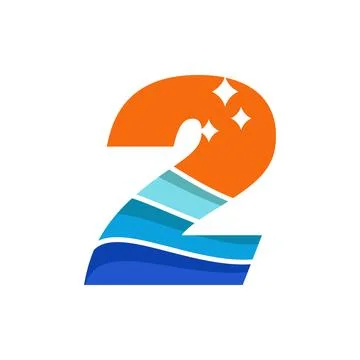 Wave Numeric 2 Logo Stock Illustration