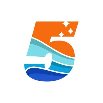 Wave Numeric 5 Logo Stock Illustration