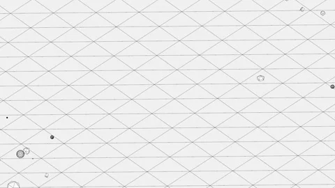 The wave of objects is rolled along the virtual space. Seamless loop. Stock Footage 94728511