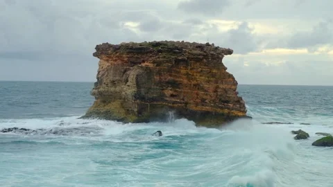 Wave ocean hit rock (Gunungkidul) Stock Footage