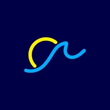 Wave ocean sunset line style colorful abstract simple modern minimal logo d.. 스톡 일러스트