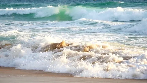 Wave or surf crashing on beach. in the tropical beach Stock Footage 82188596