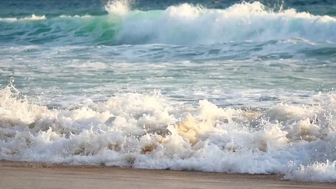 Wave or surf crashing on beach. in the tropical beach. Stock Footage 82188660