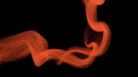 Wave of the orange colored curved lines. Abstract wavy stripes on a black Stock Illustration