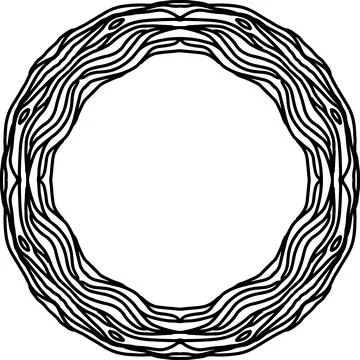 Wave ornate simple frame. Vector black and white illustration. Illustrazione stock