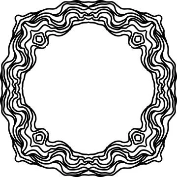 Wave ornate simple frame. Vector black and white illustration. Stock Illustration