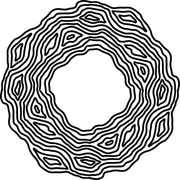 Wave ornate simple frame. Vector black and white illustration. イラスト素材