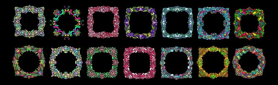 Wave ornate simple frames collection. Vector illustration. Stock Illustration