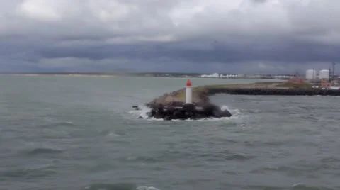 Wave over lighthouse Stock Footage 53320056