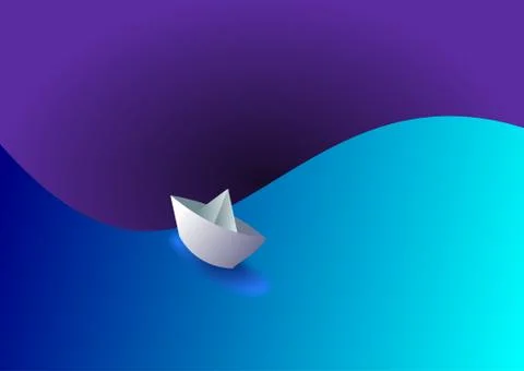 Wave with paper boat Stock Illustration