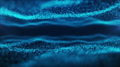 Wave of particles. Abstract background with a double blue wave.Big data. Footage Vídeo Stock 242509270