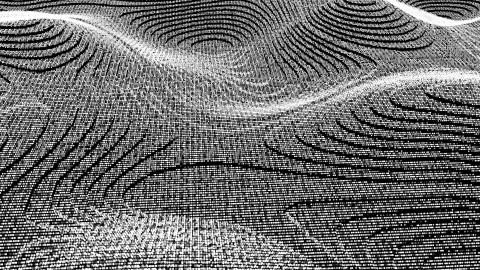 Wave particles abstract surface with flicker effect, computer generated 3d Illustrazione stock