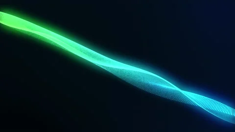 Wave of particles, cyber technology, big data illustration. 3d render Stock Footage 161291287